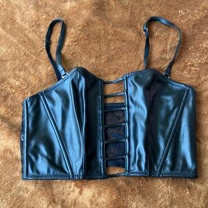 Victoria’s Secret Black Faux Leather Very Sexy Bustier Size M BNWT